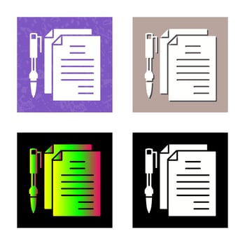 Unique Documents and Pen Vector Icon
