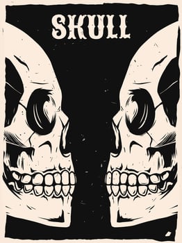 Skull drawing poster design, vintage style vector