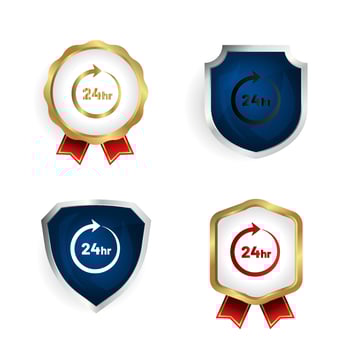 Abstract 24 Hours Service Badge and Label Collection vector