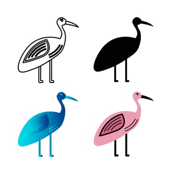 Abstract Flat Crane Bird Animal Silhouette Illustration vector