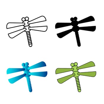 Abstract Flat Dragonfly Insect Silhouette Illustration vector