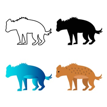 Abstract Flat Hyena Animal Silhouette Illustration vector