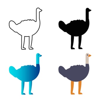 Abstract Flat Ostrich Bird Silhouette Illustration vector