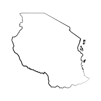 Hand Drawn Lined Tanzania Simple Map Drawing vector