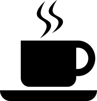 Hot coffee cup. Black icon vector illustration.