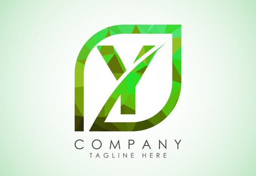 Initial Y alphabet with abstract leaf. Eco-friendly logo concept. Low poly style vector
