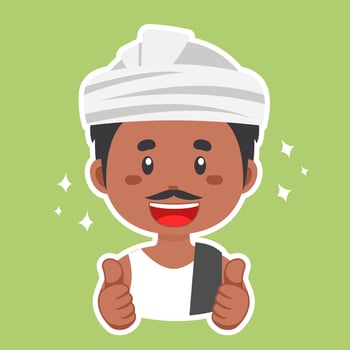 Happy Indian Character Sticker vector