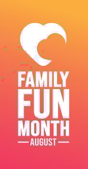 August is Family Fun Month background template. Holiday concept. background, banner, card, and poster design template with text inscription and standard color. vector illustration.