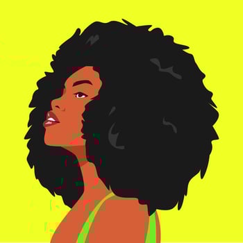 portrait of beauty african female with afro hairstyle. side view. diversity. suitable for avatar, social media profile, print, etc. flat vector graphic.