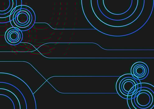 Hi-tech with a round or circle shape and line on black abstract background.  Futuristic communication and connection concept. cyberspace, and digital innovation. vector