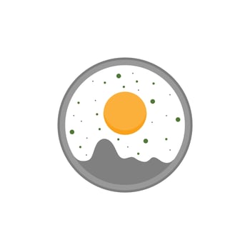 fried egg on plate vector illustration. sunny side up fried egg with bright yellow yoke. omelet for breakfast flat design