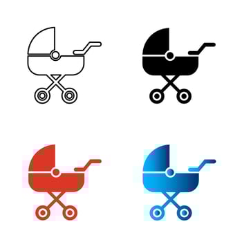 Abstract Baby Carriage Silhouette Illustration vector