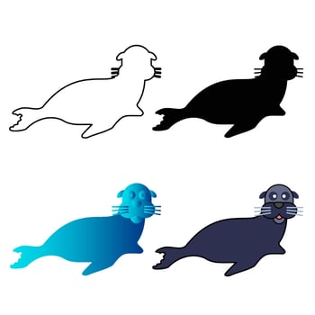 Abstract Flat Sea Lion Silhouette Illustration vector