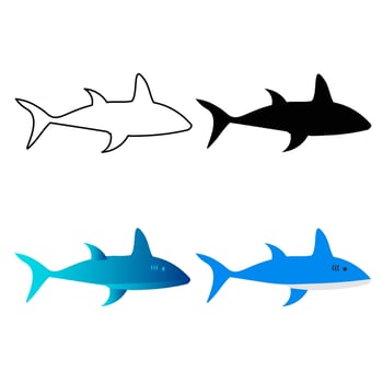 Abstract Flat Shark Animal Silhouette Illustration vector