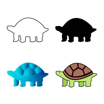 Abstract Flat Turtle Animal Silhouette Illustration vector