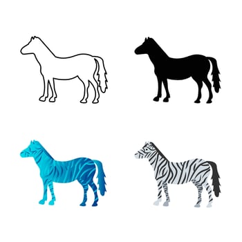 Abstract Flat Zebra Animal Silhouette Illustration vector