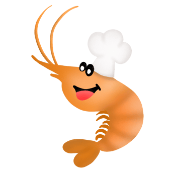 Illustration of a charming shrimp cartoon symbol, mascot logo, cartoon animal style. png