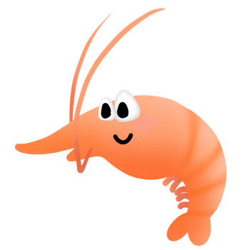 Illustration of a charming shrimp cartoon symbol, mascot logo, cartoon animal style. png