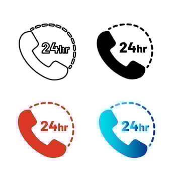 Abstract 24 Hours Support Service Silhouette Illustration vector