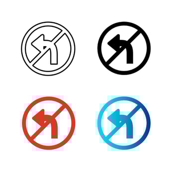 Abstract No Left Turn Silhouette Illustration vector