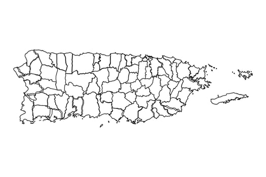Outline Sketch Map of Puerto Rico With States and Cities vector