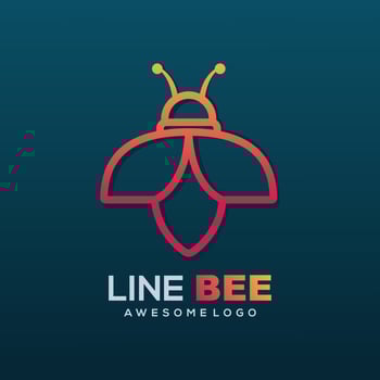 Vector logo illustration line bee gradient colorful style