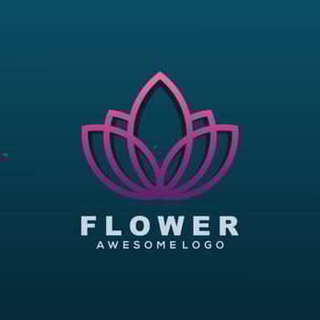 Vector logo illustration flower line art style