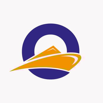 Letter O Cruise Ship Logo Boat Icon. Yacht Symbol, Marine Logotype Vector Template