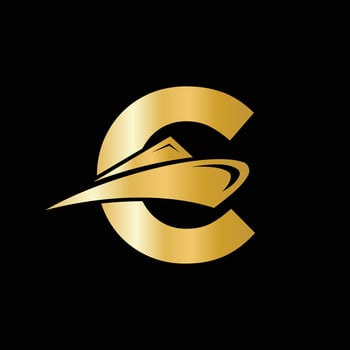 Letter C Cruise Ship Logo Boat Icon. Yacht Symbol, Marine Logotype Vector Template
