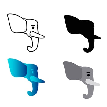 Abstract Flat Elephant Head Silhouette Illustration vector