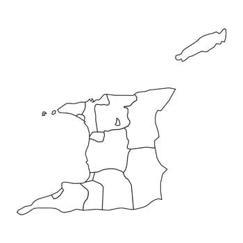 Outline Sketch Map of Trinidad and Tobago With States and Cities vector