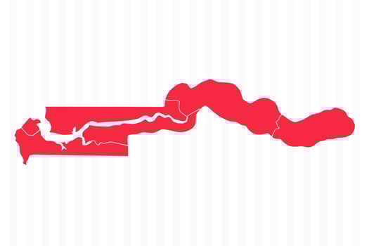 States Map of Gambia With Detailed Borders vector