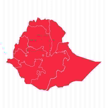 States Map of Ethiopia With Detailed Borders vector