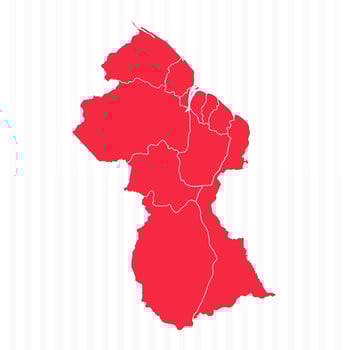 States Map of Guyana With Detailed Borders vector