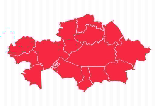 States Map of Kazakhstan With Detailed Borders vector