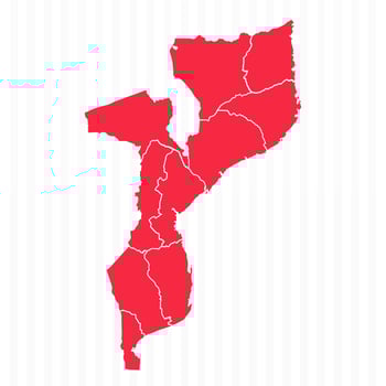 States Map of Mozambique With Detailed Borders vector