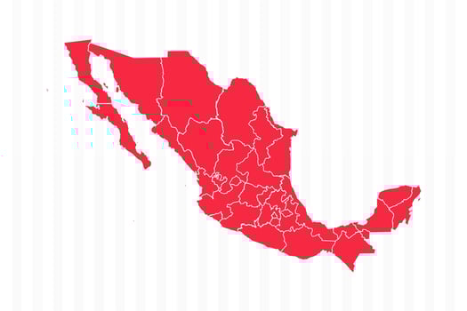 States Map of Mexico With Detailed Borders vector