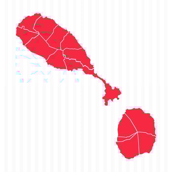 States Map of Saint Kitts and Nevis With Detailed Borders vector