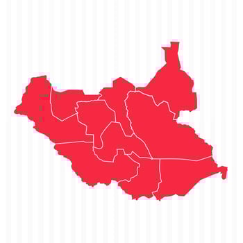 States Map of South Sudan With Detailed Borders vector