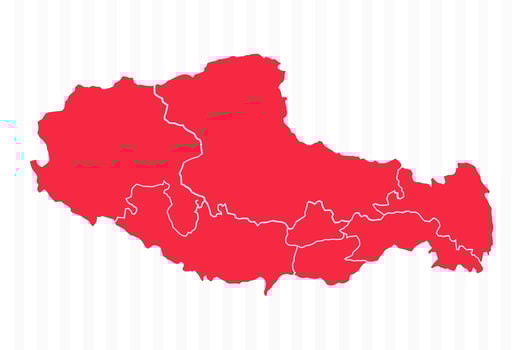 States Map of Tibet With Detailed Borders vector