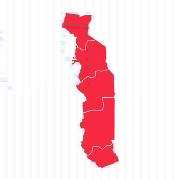 States Map of Togo With Detailed Borders vector