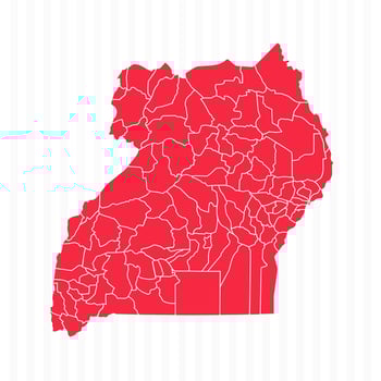 States Map of Uganda With Detailed Borders vector