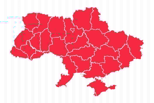 States Map of Ukraine With Detailed Borders vector