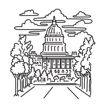 US Capitol Building in Washington DC USA Monoline Art vector