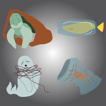 harmed animal, Marine life, World Environment Day vector
