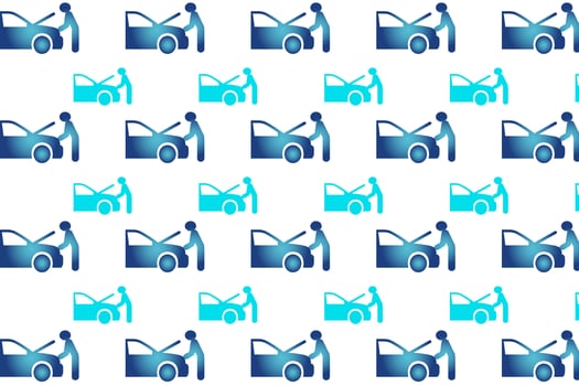 Abstract Man Repairing Car Pattern Background vector