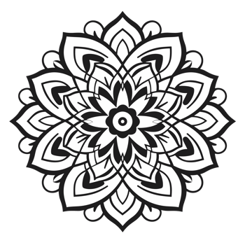 Simple coloring book image of Mandala , png