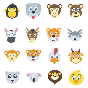 Flat Vector Set Of Wild and Pet Animals