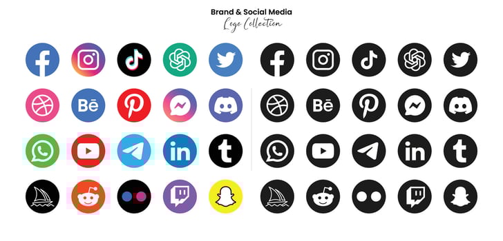 Popular social network symbols, social media logo icons collection vector