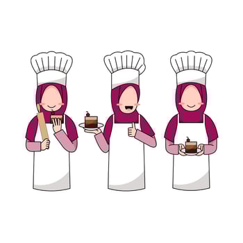 Set Of Muslimah Chef Logo vector
